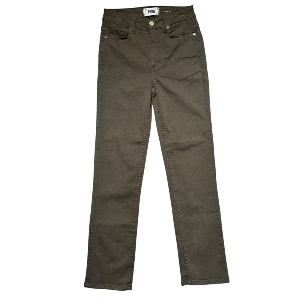 New PAIGE Straight Leg Stretch Olive Jeans Size 27